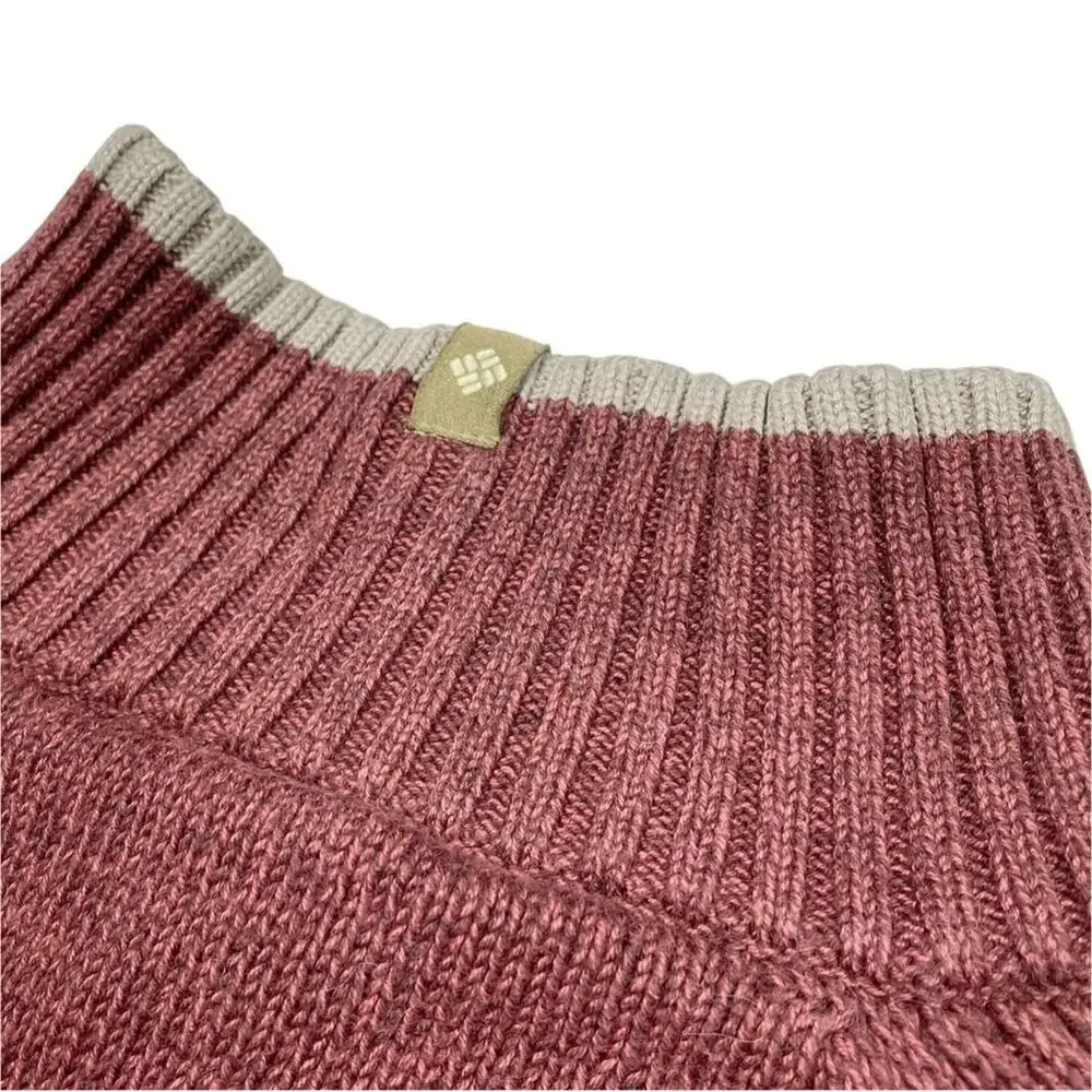 COLUMBIA Men's Cotton Quarter-Zip Stripe Pullover Sweater Maroon/Tan Size XXL - Picture 5 of 7